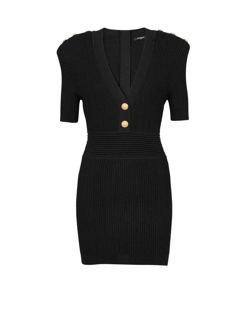 Balmain Short Eco-designed Knit Dress Black | XTEDGJB-12