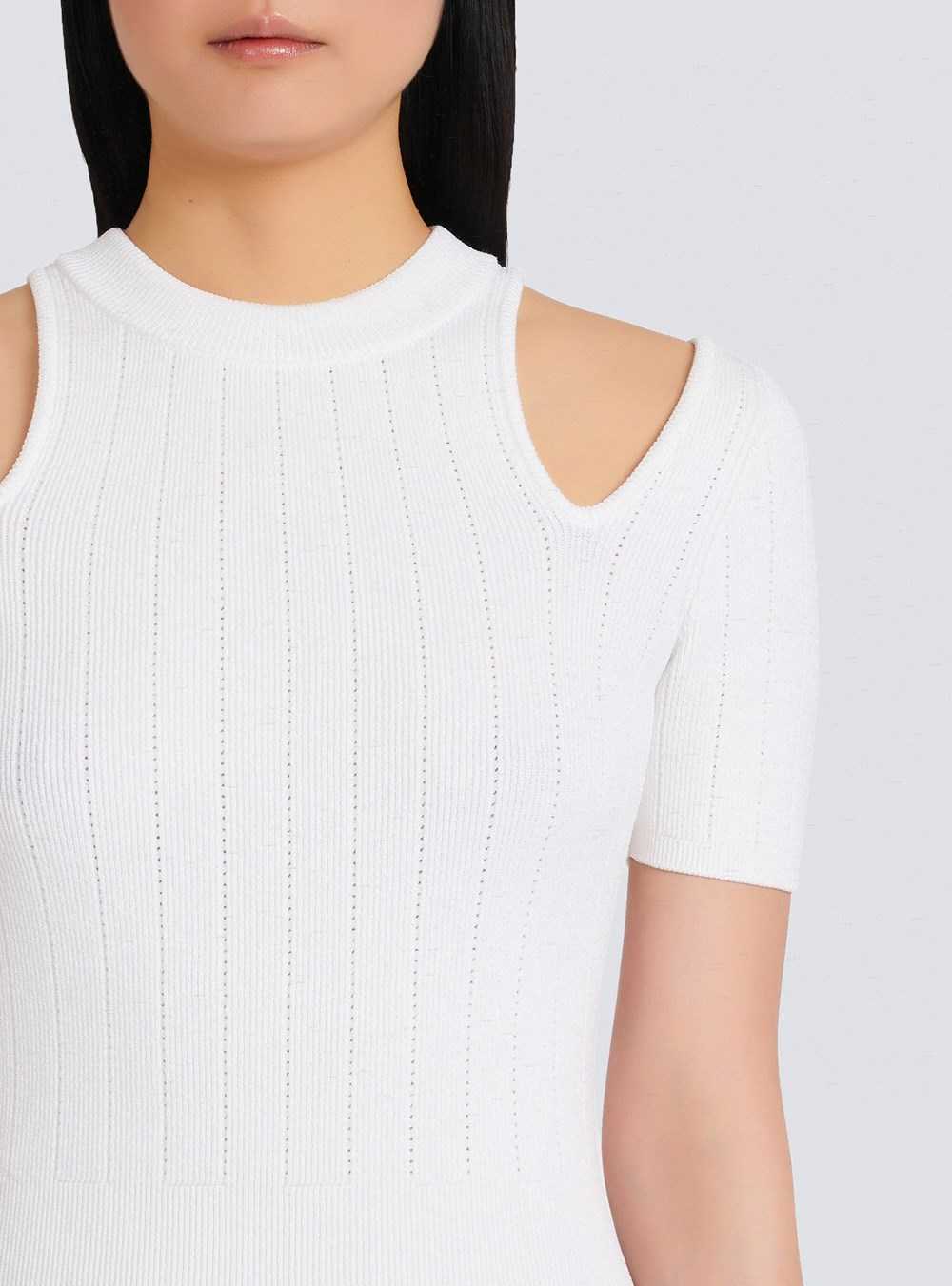 Balmain Short Eco-designed Knit Dress White | KCVUTXO-16