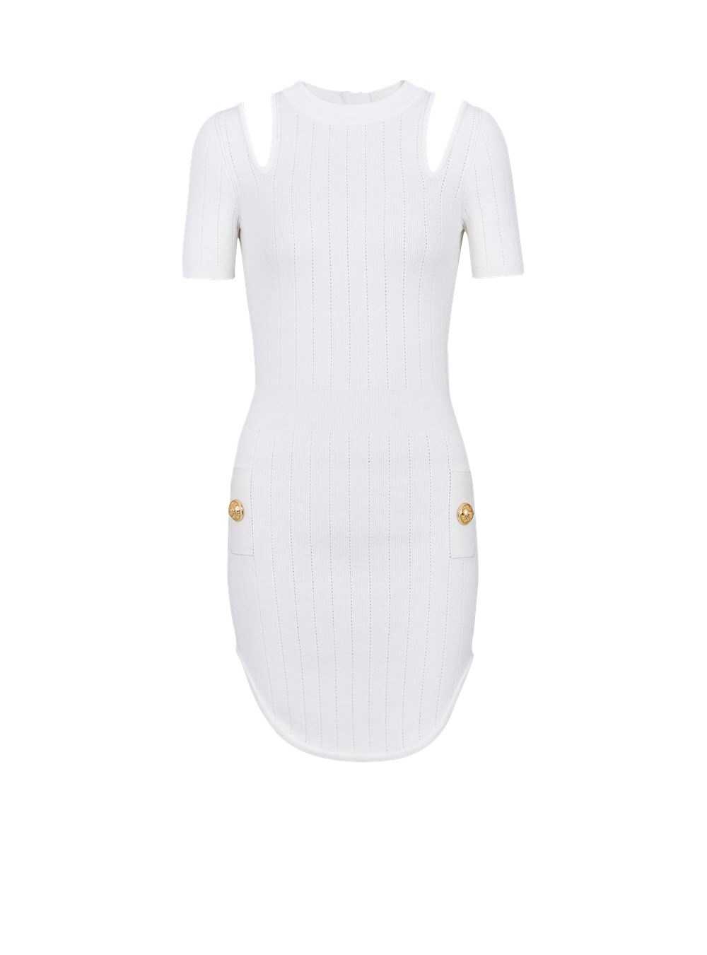 Balmain Short Eco-designed Knit Dress White | KCVUTXO-16