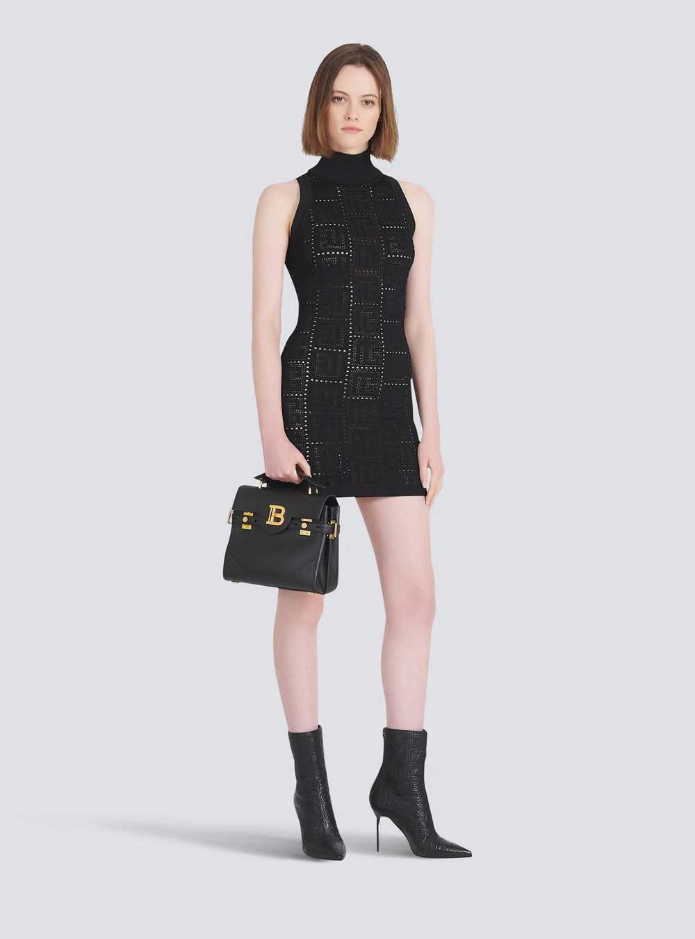 Balmain Short Eco-designed Knit Dress With Balmain Monogram Black | PKTBIEV-13