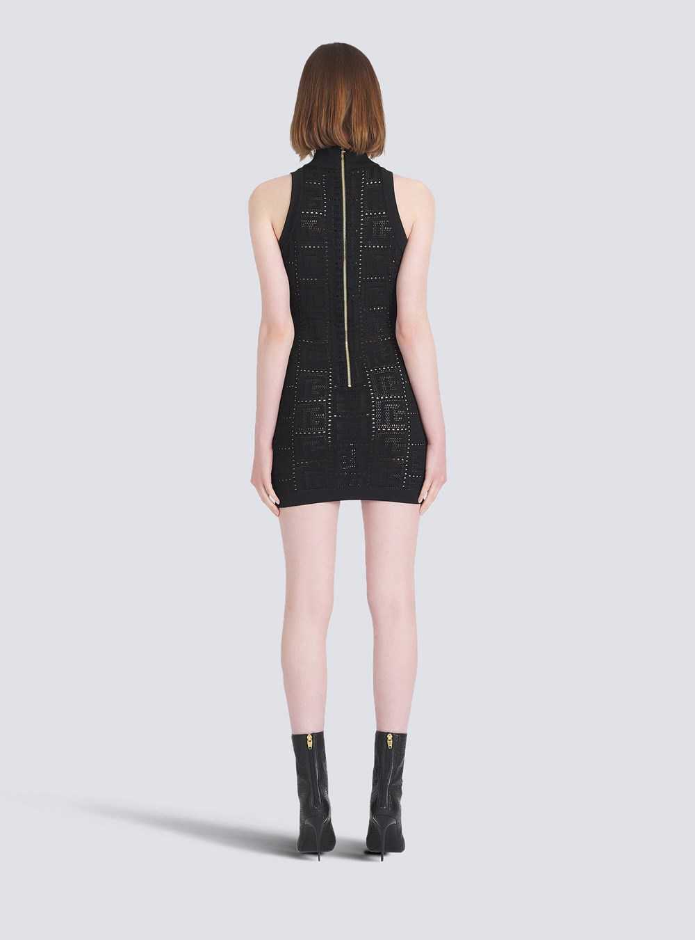 Balmain Short Eco-designed Knit Dress With Balmain Monogram Black | PKTBIEV-13