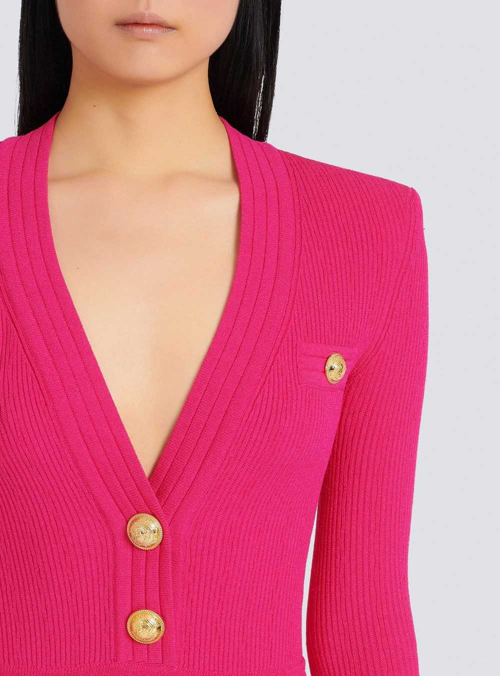 Balmain Short Eco-designed Knit Dress With Gold-tone Buttons Pink | ZIGPTSN-48