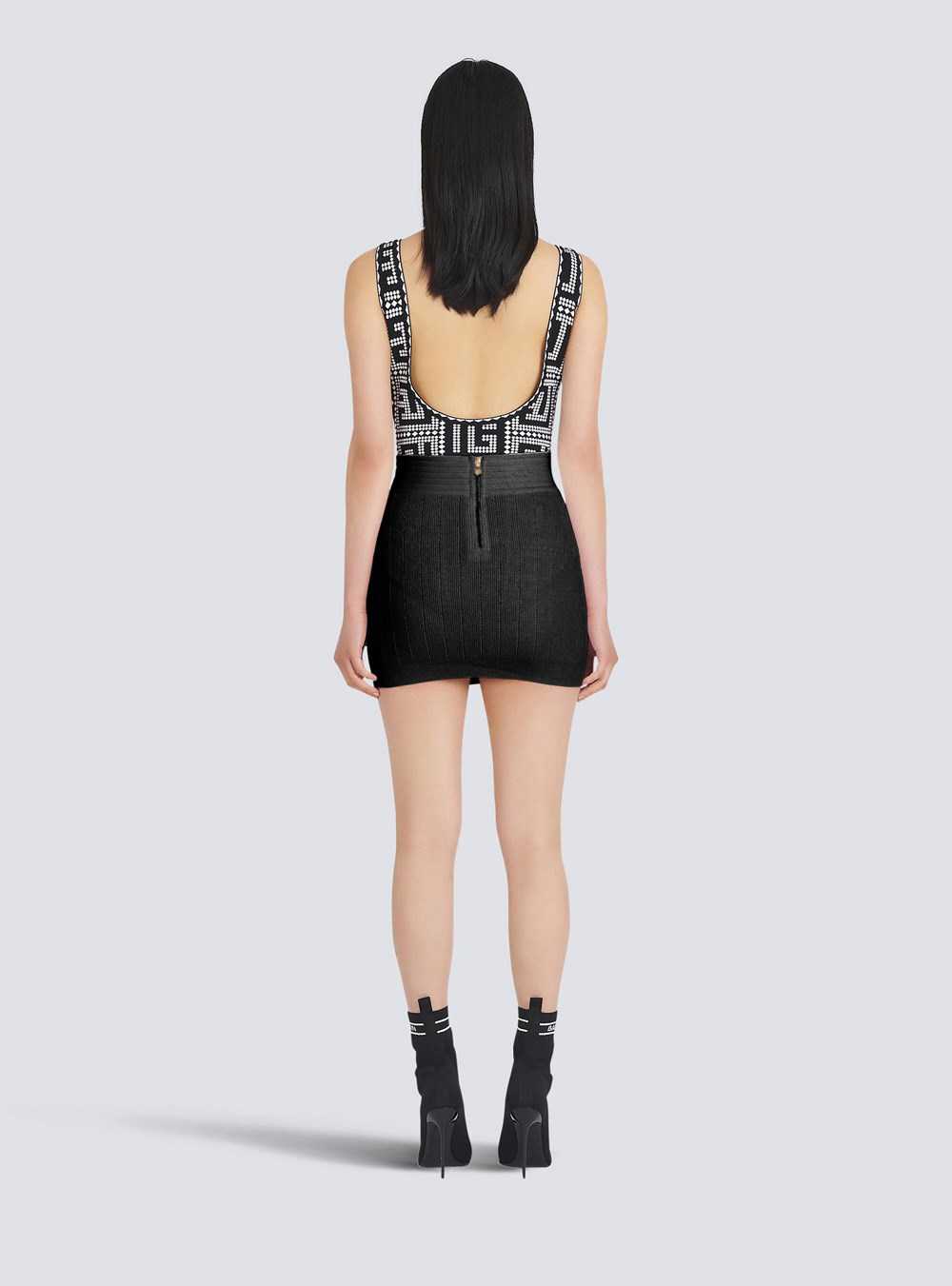 Balmain Short Eco-designed Knit Skirt Black | JRIMZUT-84