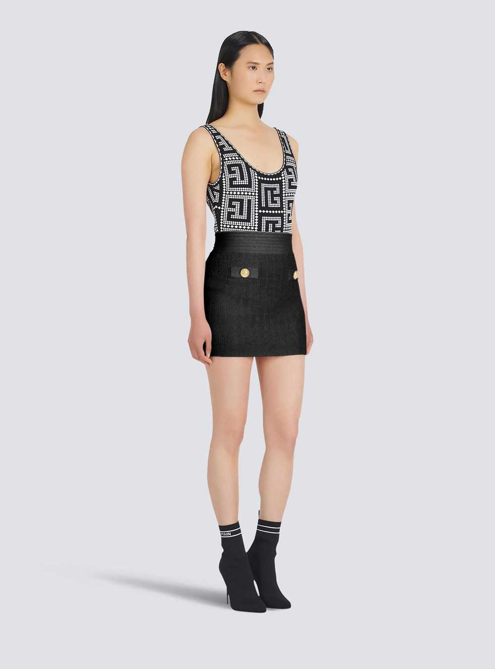 Balmain Short Eco-designed Knit Skirt Black | JRIMZUT-84