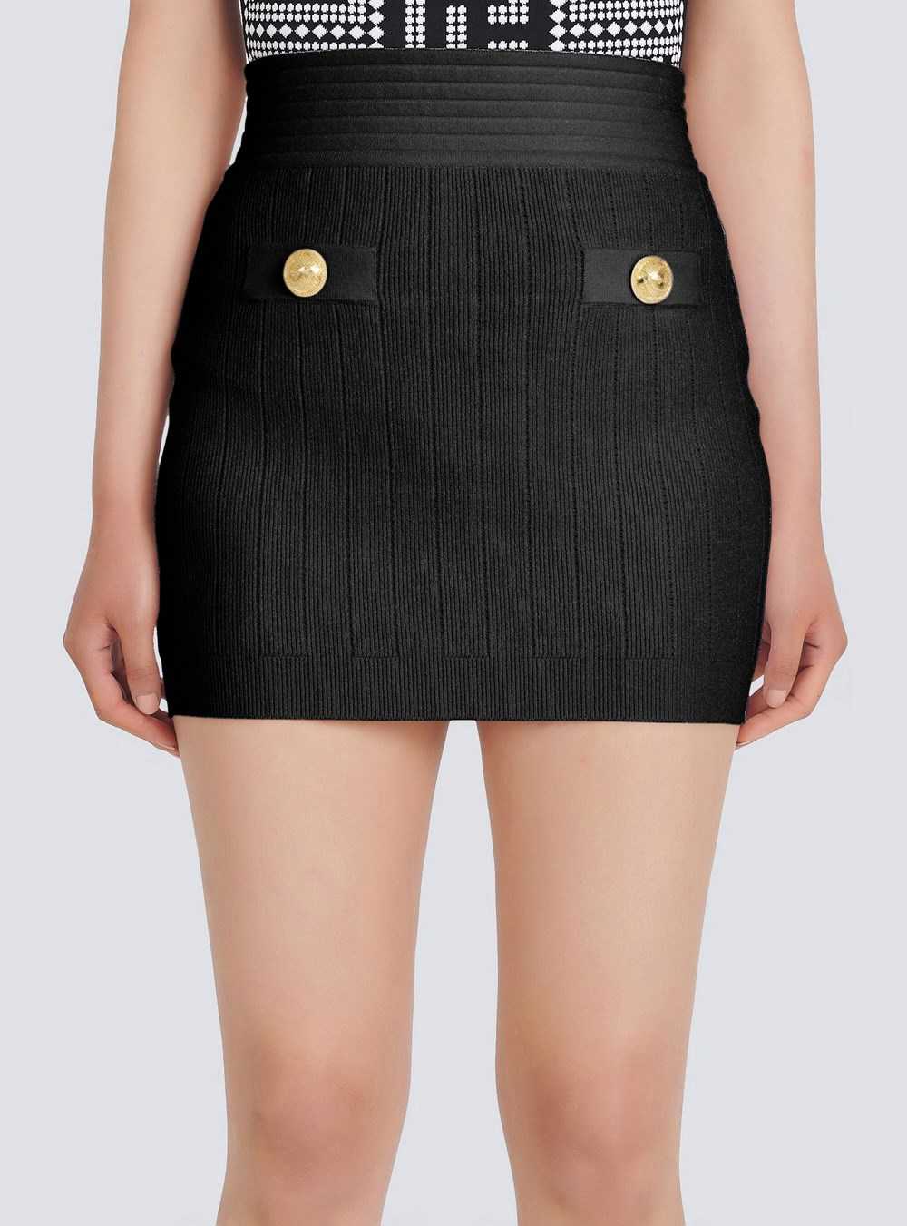 Balmain Short Eco-designed Knit Skirt Black | JRIMZUT-84