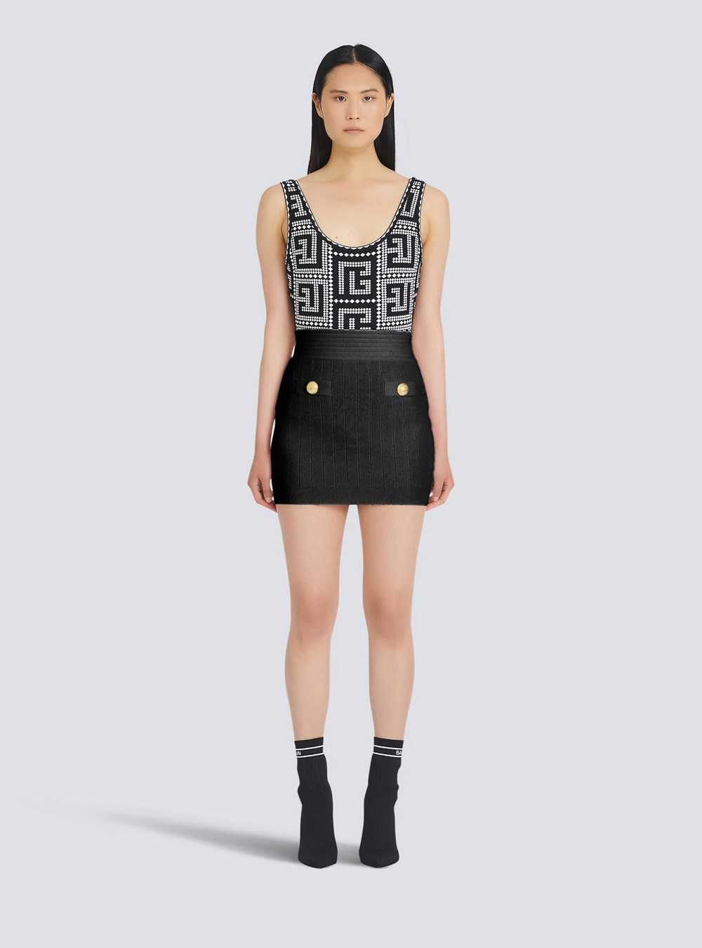 Balmain Short Eco-designed Knit Skirt Black | JRIMZUT-84