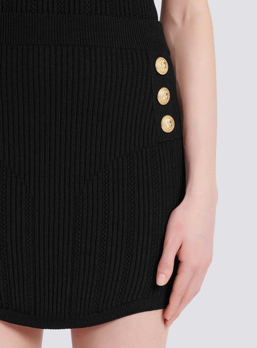 Balmain Short Eco-designed Knit Skirt With Double-buttoned Fastening Black | MIQXTLW-35