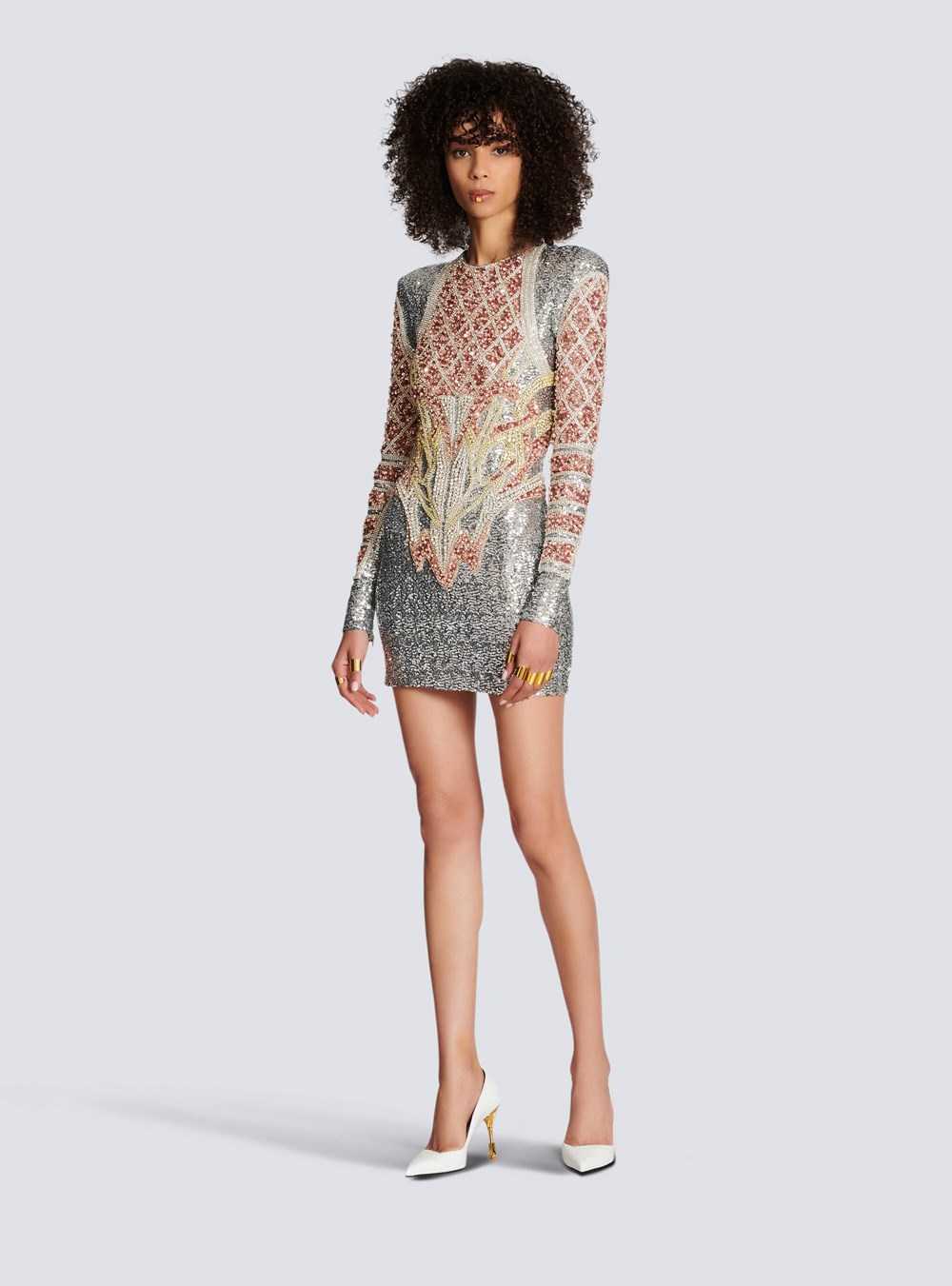 Balmain Short Embroidered Dress Multicolor | SKDNBJP-35