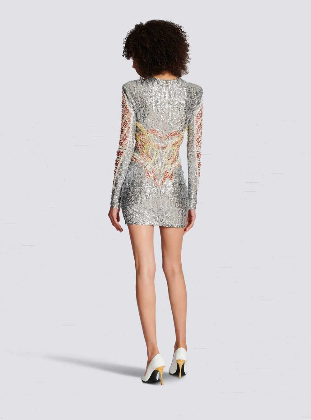 Balmain Short Embroidered Dress Multicolor | SKDNBJP-35