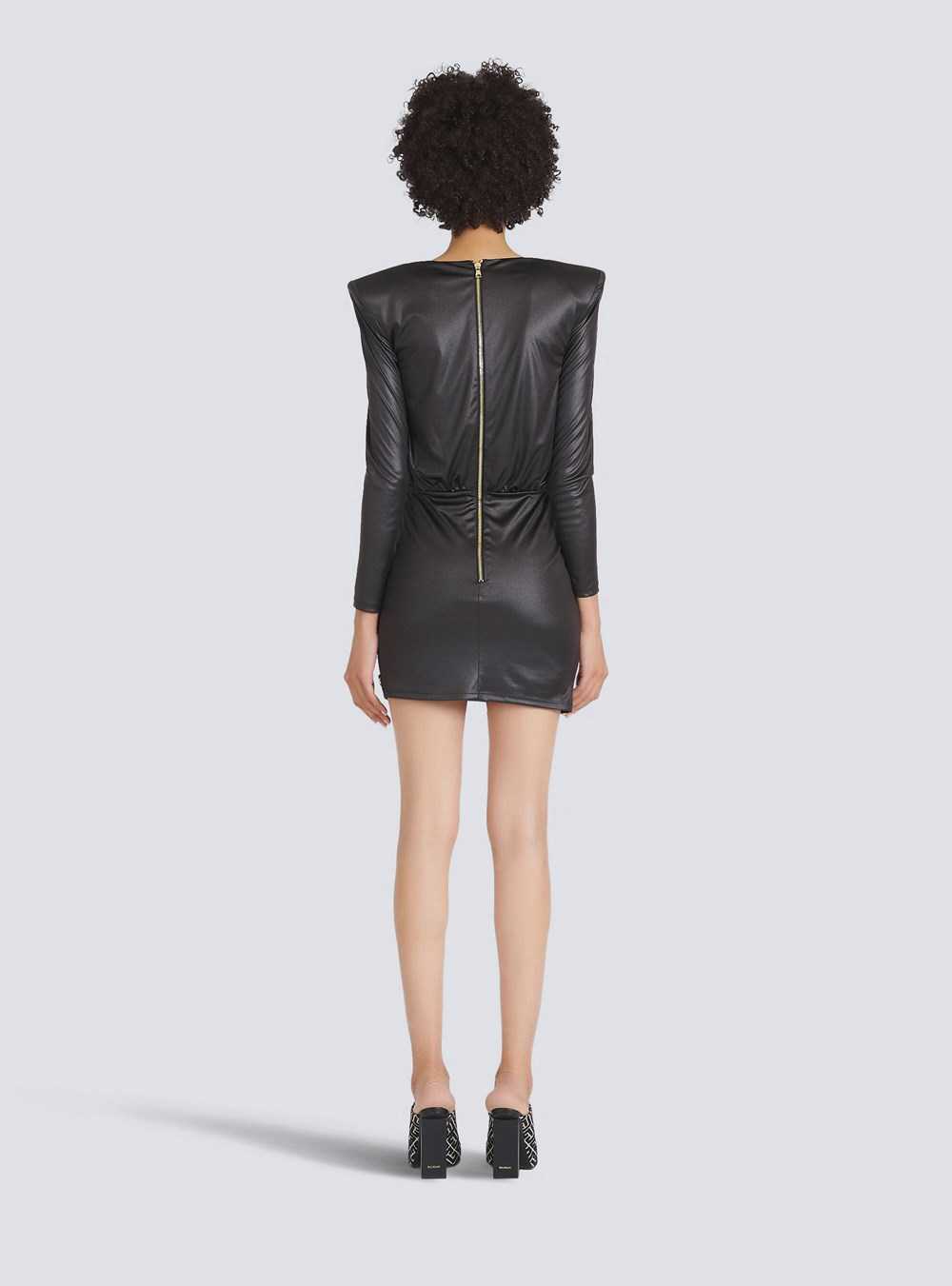 Balmain Short Jersey Draped Dress Black | OPCSDXV-08