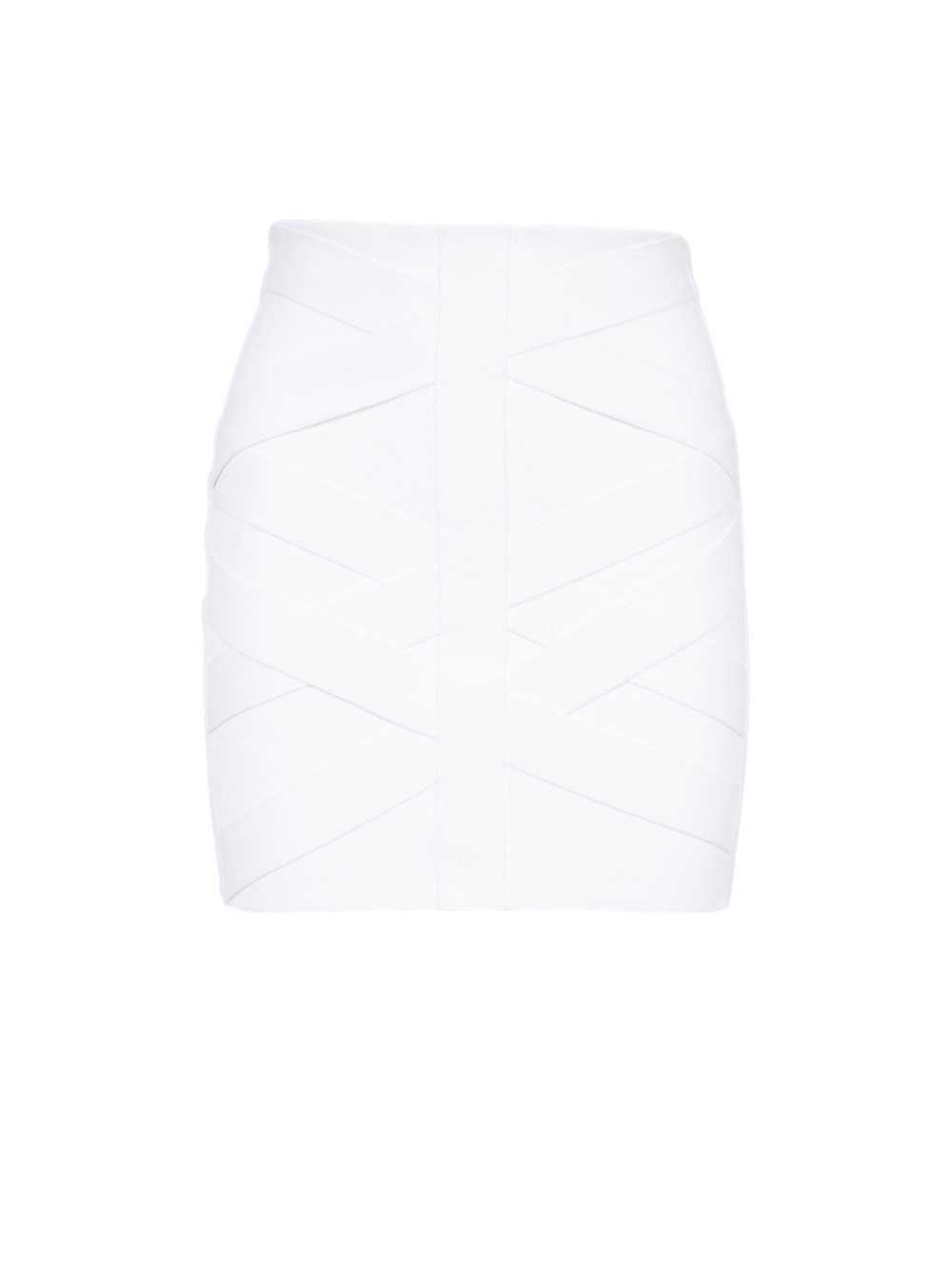 Balmain Short Knit Bandage Skirt White | MOSJHPV-16