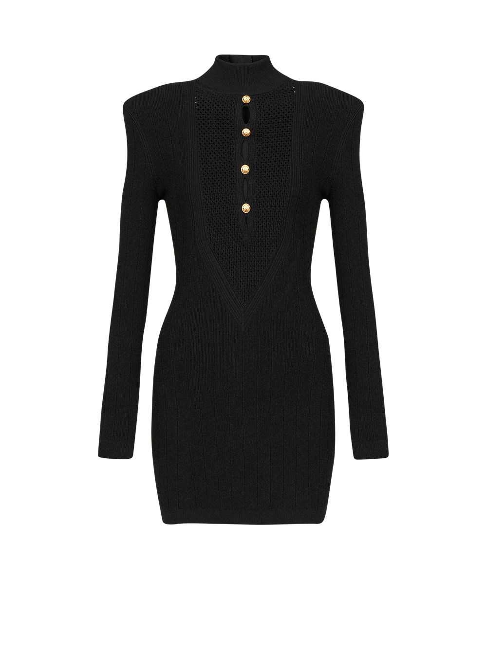 Balmain Short Knit Bib-front Eco-designed Dress Black | LVZYXTJ-30