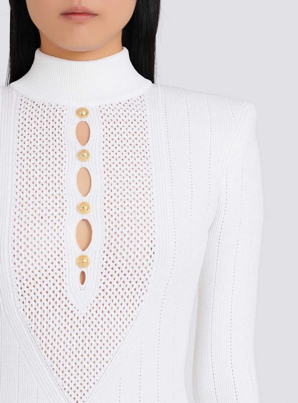 Balmain Short Knit Bib-front Eco-designed Dress White | SNIUGZJ-51