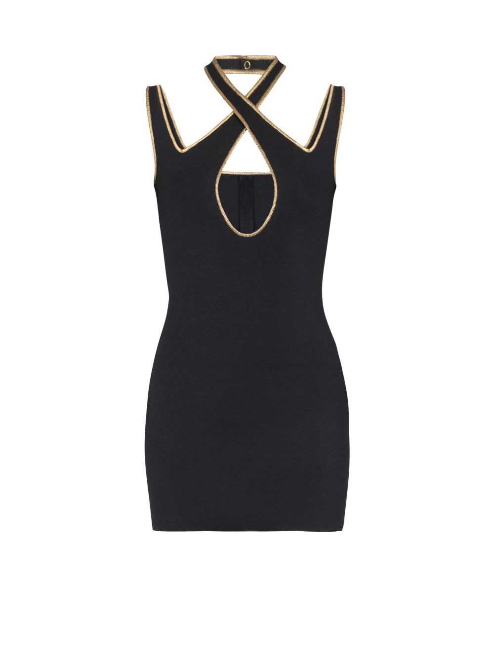 Balmain Short Knit Dress Black | HQWJNVD-38