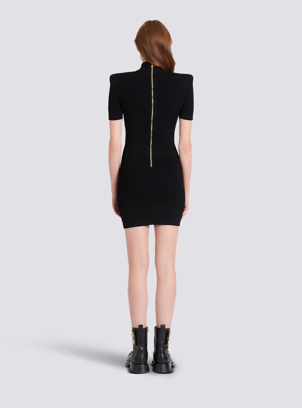 Balmain Short Knit Dress Black | IPKHWEA-07