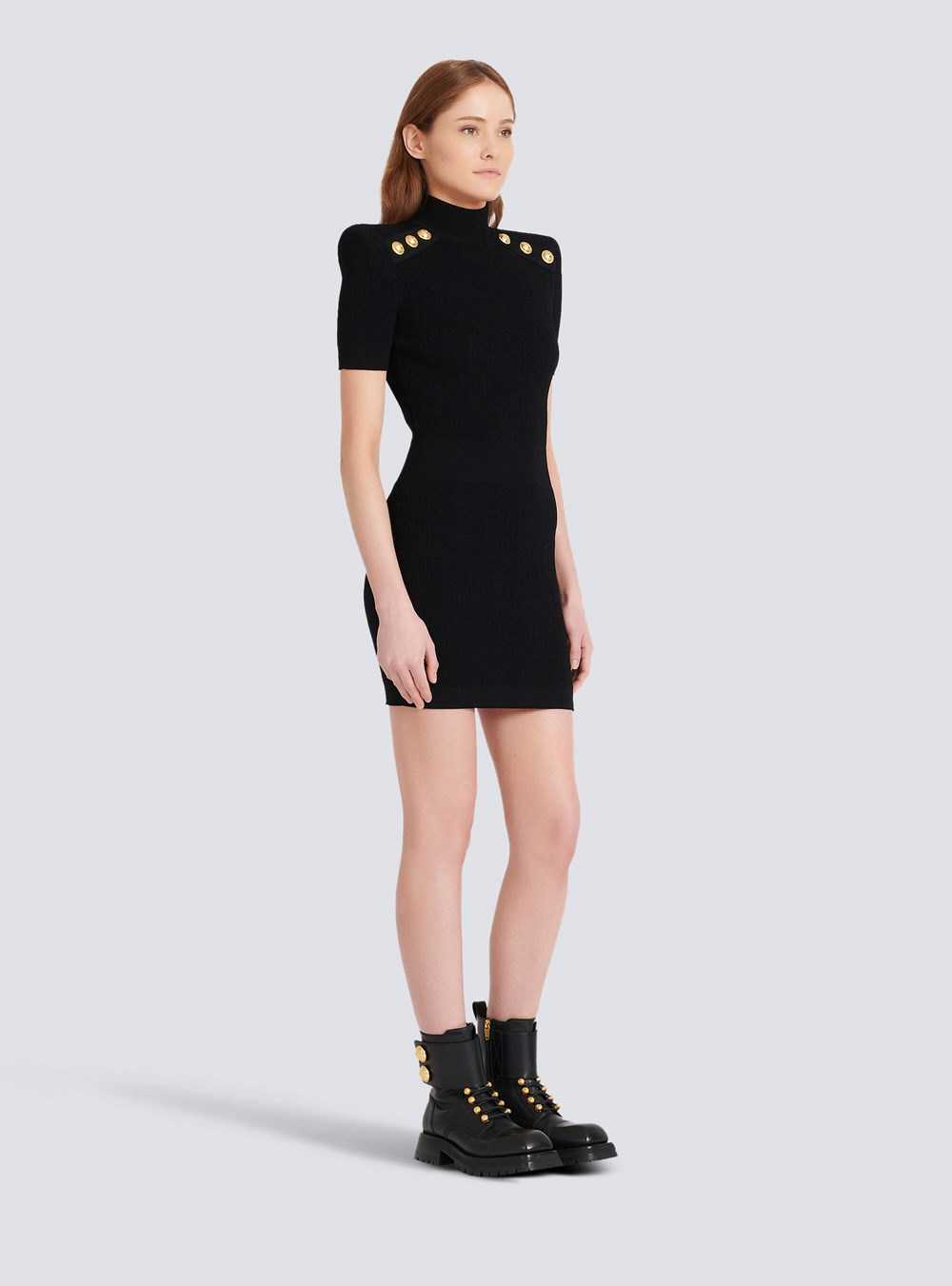 Balmain Short Knit Dress Black | IPKHWEA-07