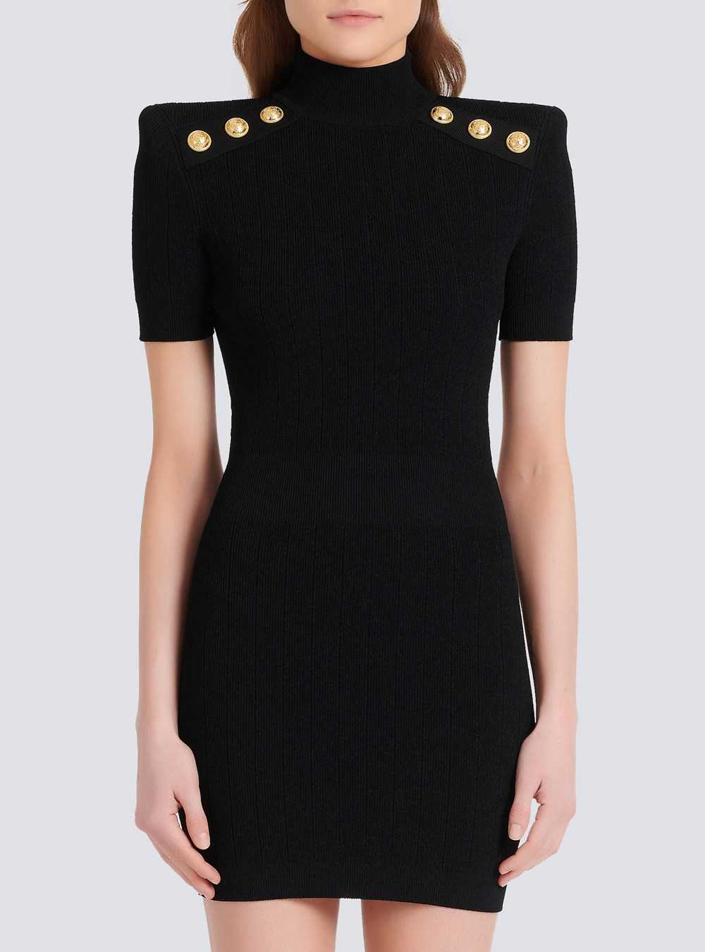 Balmain Short Knit Dress Black | IPKHWEA-07