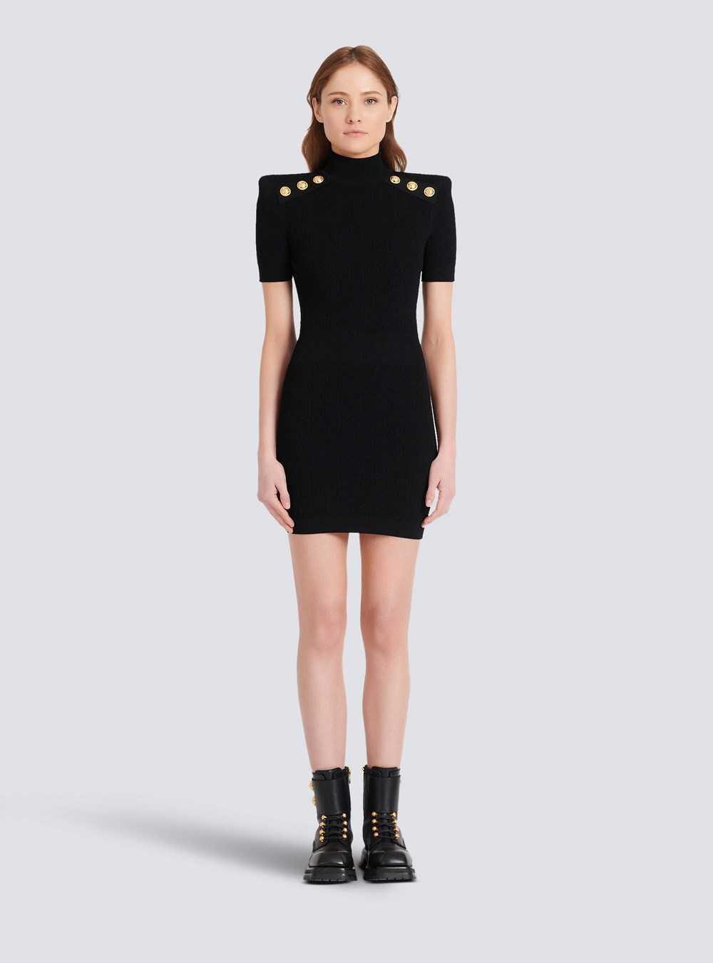 Balmain Short Knit Dress Black | IPKHWEA-07