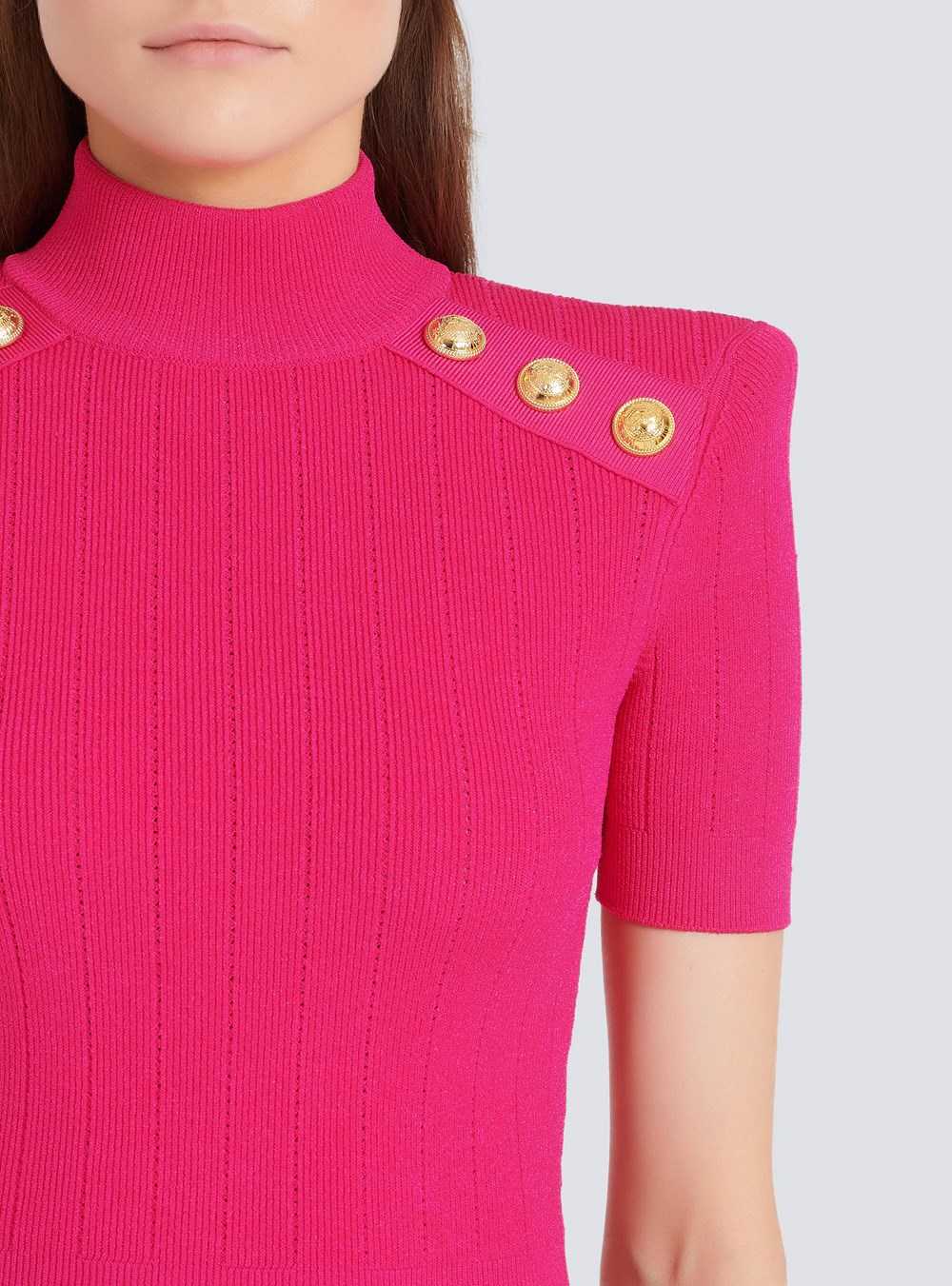 Balmain Short Knit Dress Pink | LUDGBEV-13