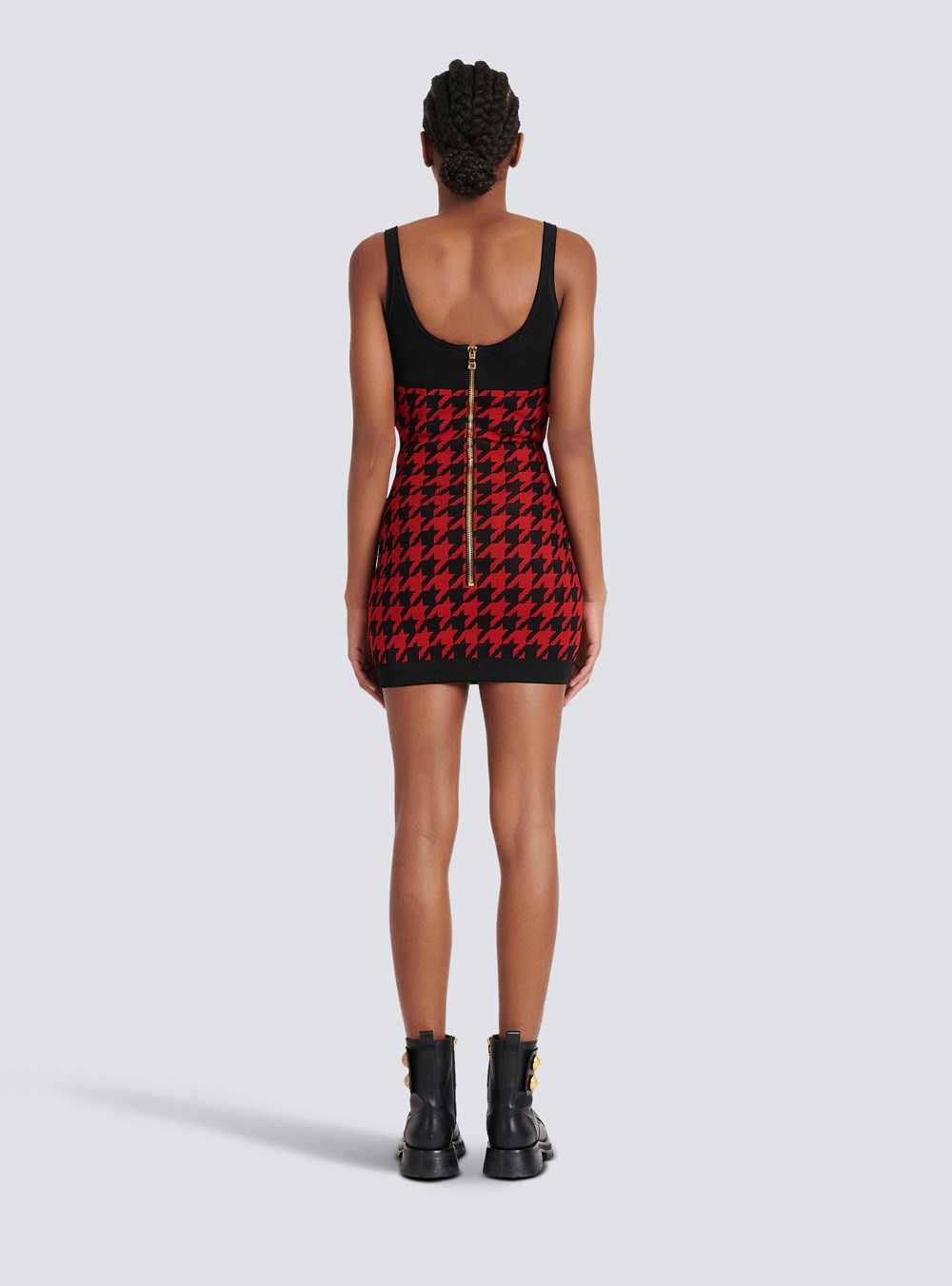 Balmain Short Knit Dress Red | ADBQZPO-70