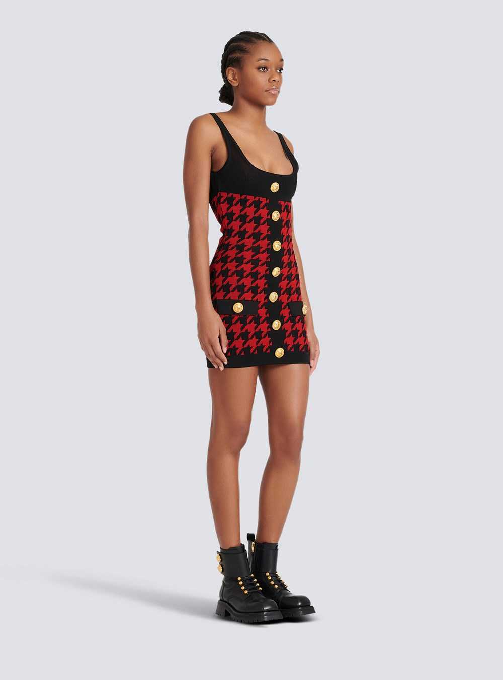 Balmain Short Knit Dress Red | ADBQZPO-70