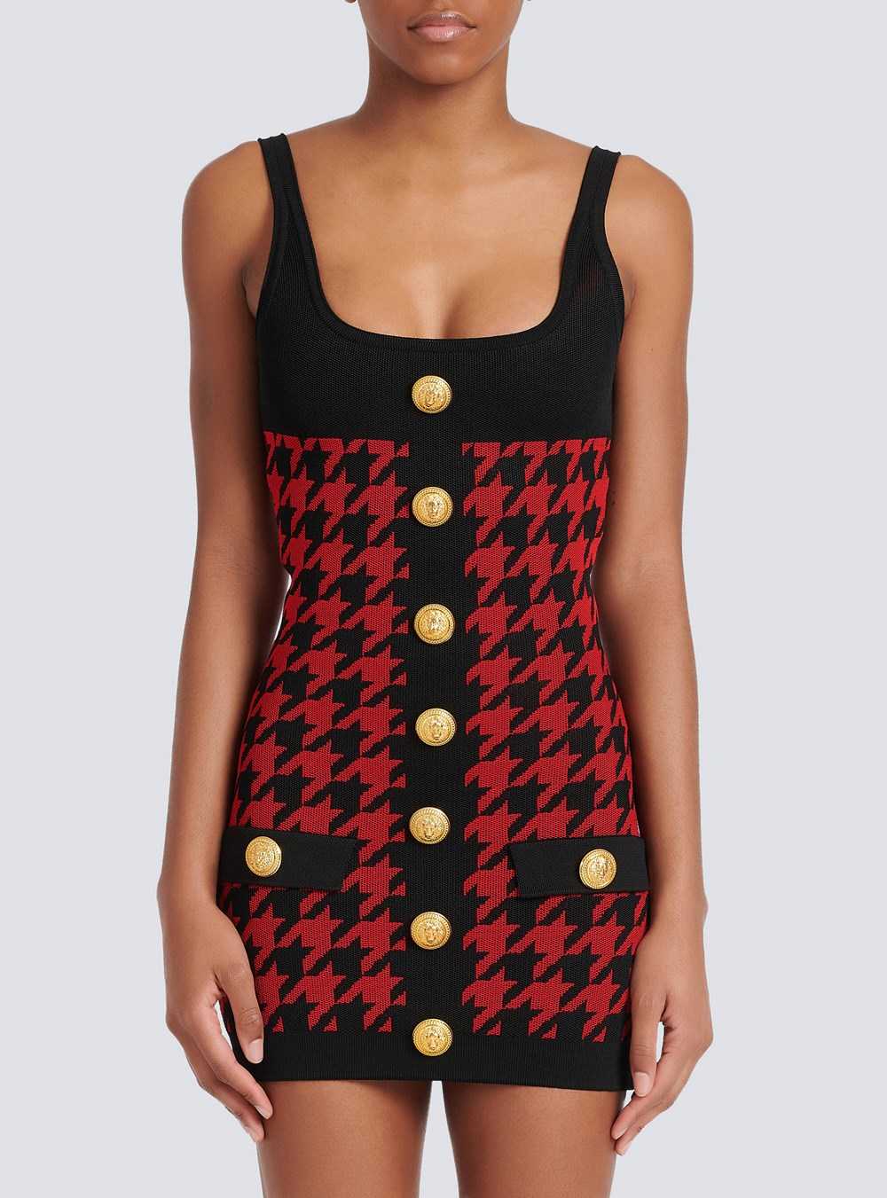 Balmain Short Knit Dress Red | ADBQZPO-70