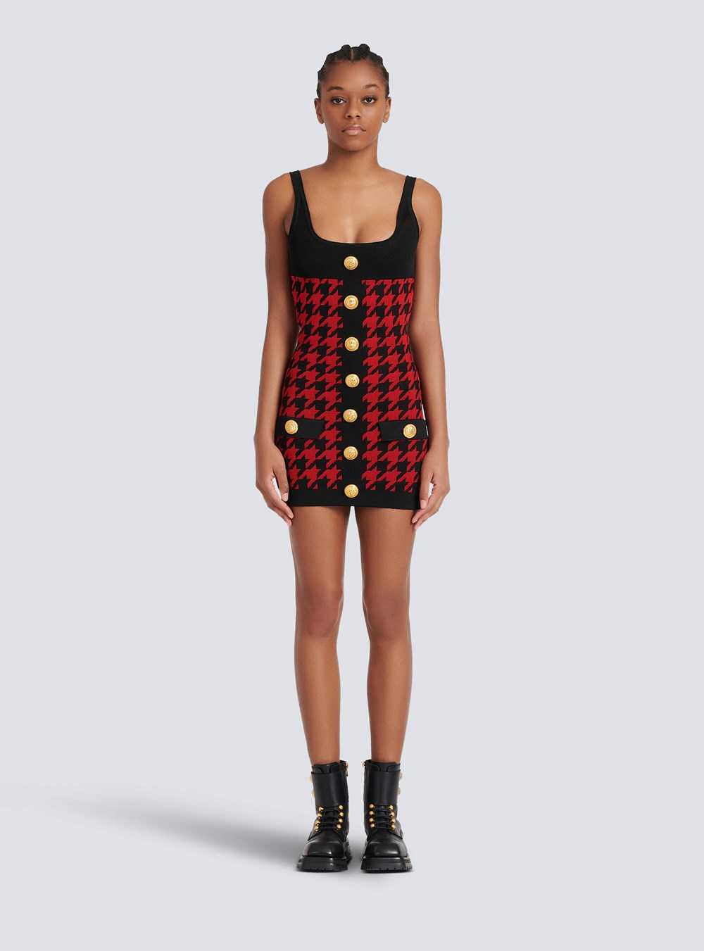 Balmain Short Knit Dress Red | ADBQZPO-70