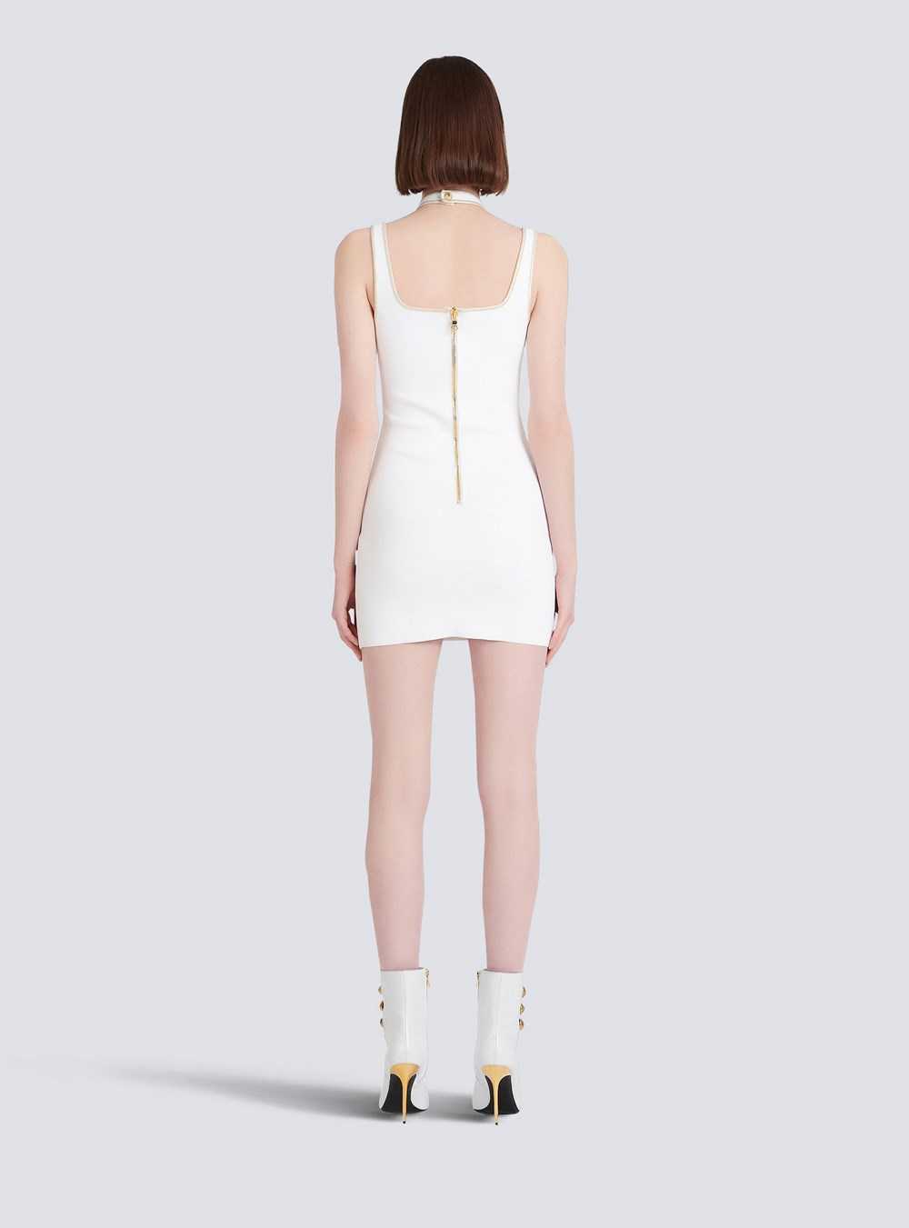 Balmain Short Knit Dress White | DQIBHFA-56