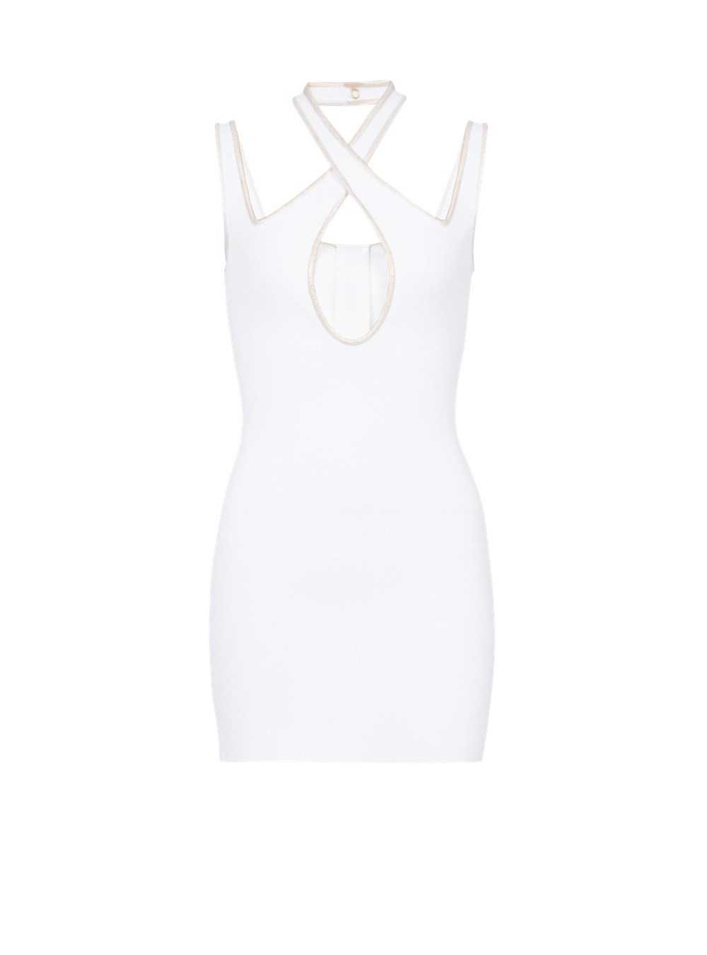 Balmain Short Knit Dress White | DQIBHFA-56