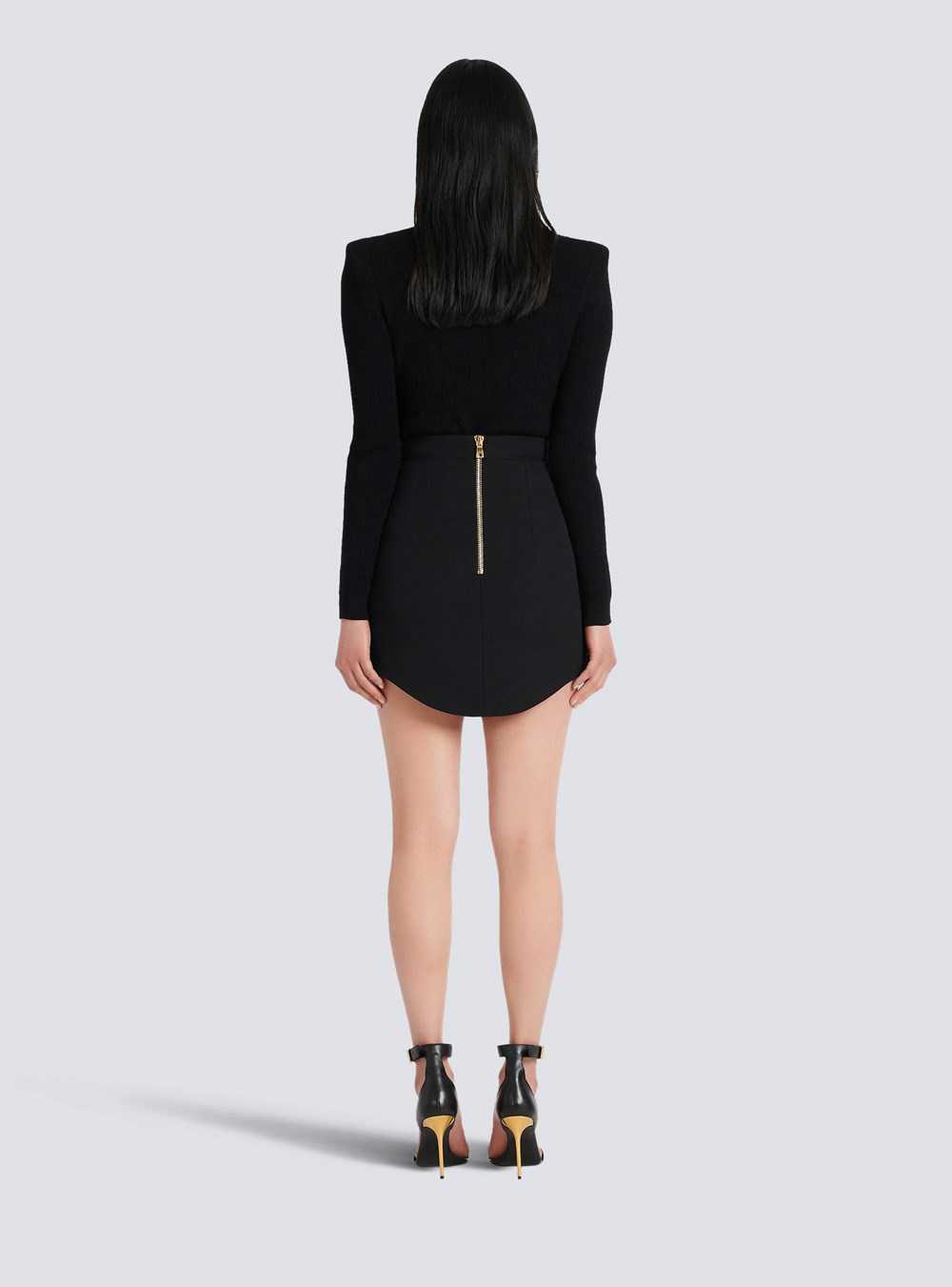 Balmain Short Knit High-waisted Skirt With Double-buttoned Fastening Black | GAHPXTR-92