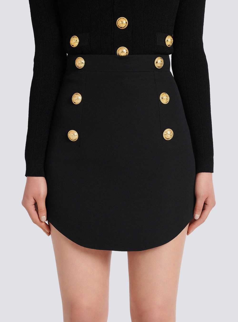 Balmain Short Knit High-waisted Skirt With Double-buttoned Fastening Black | GAHPXTR-92