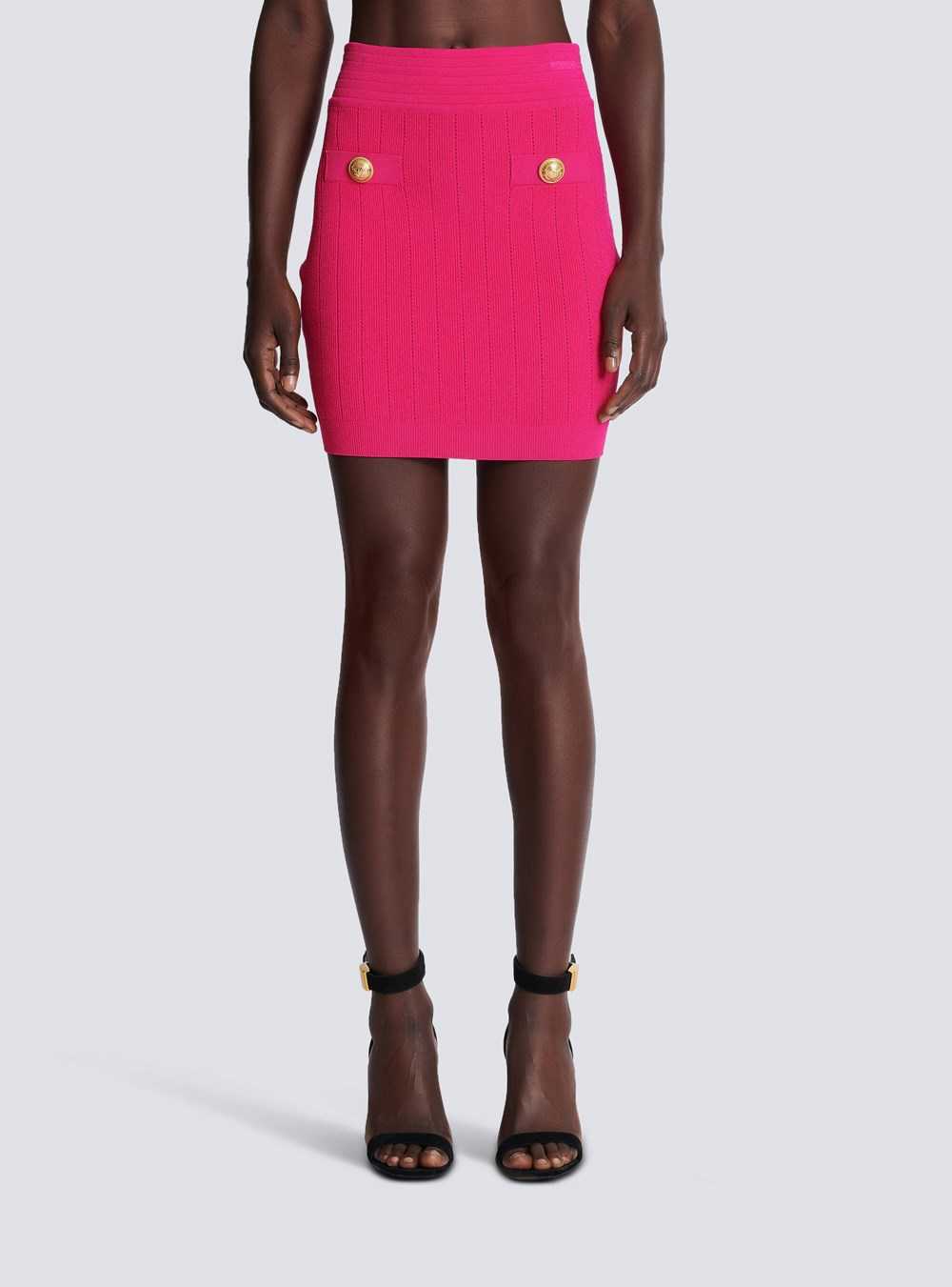 Balmain Short Knit Skirt Pink | BADPYJN-45