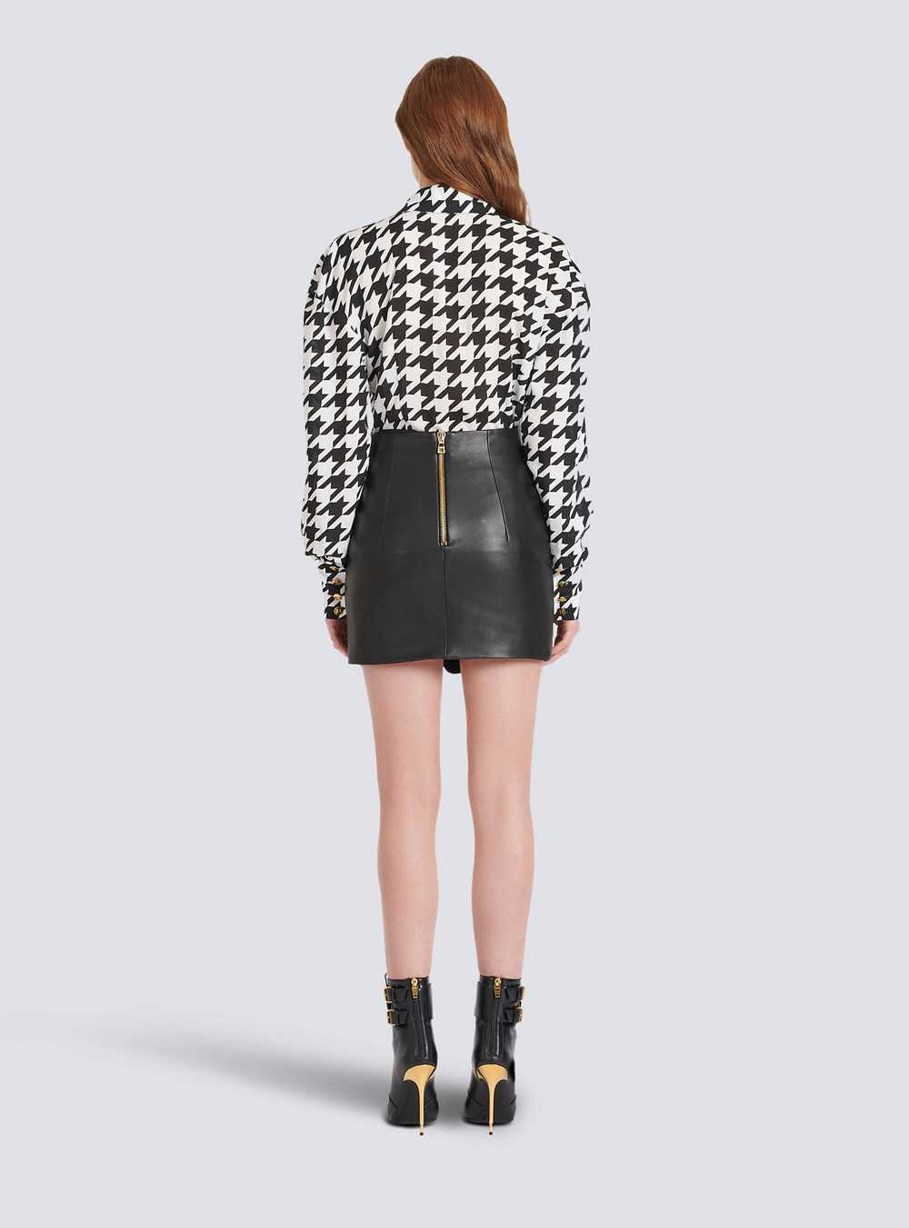 Balmain Short Leather Skirt Black | XTIHDYZ-20