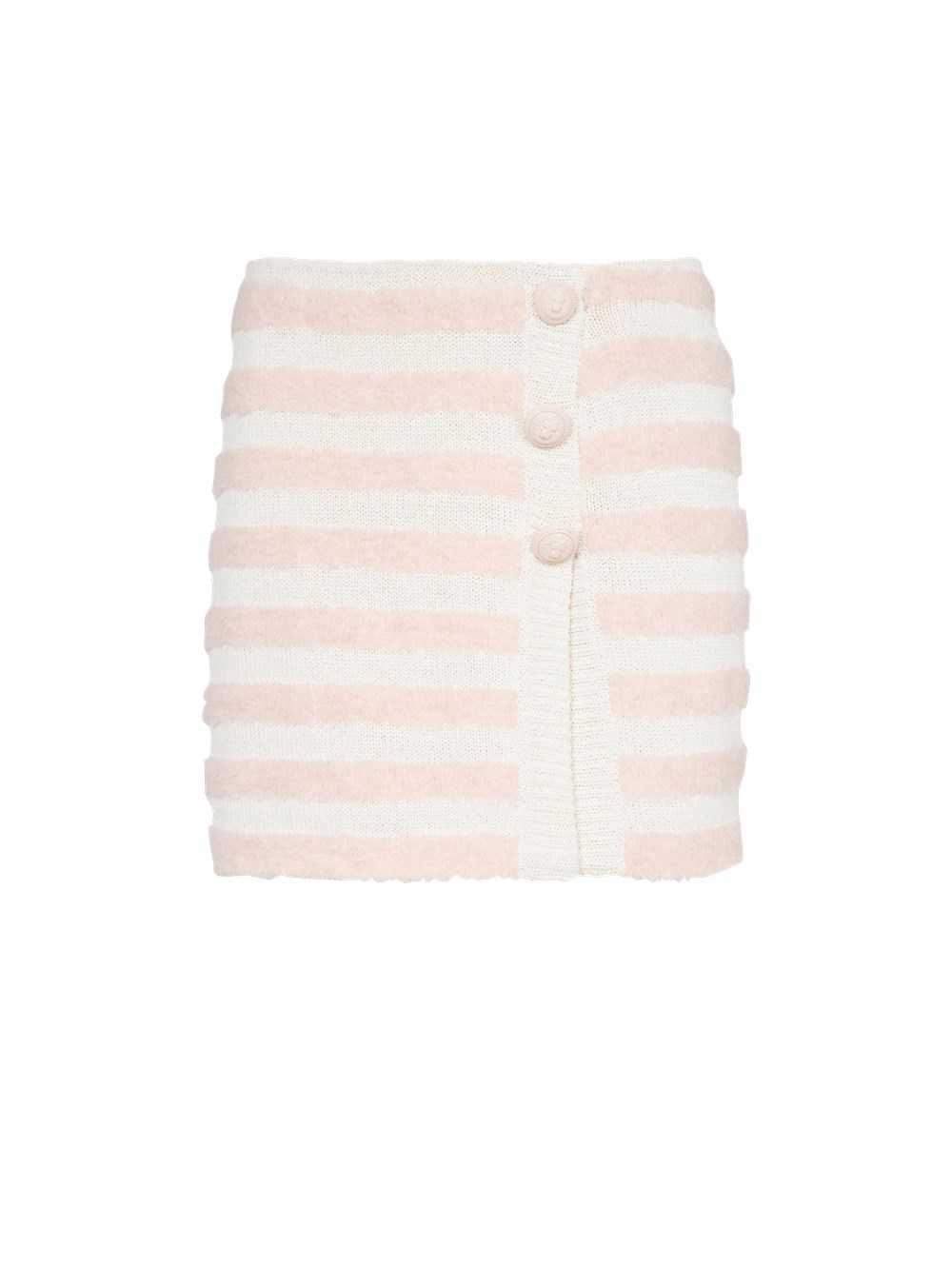 Balmain Short Striped Tweed Skirt Pink | TKVBMIP-94