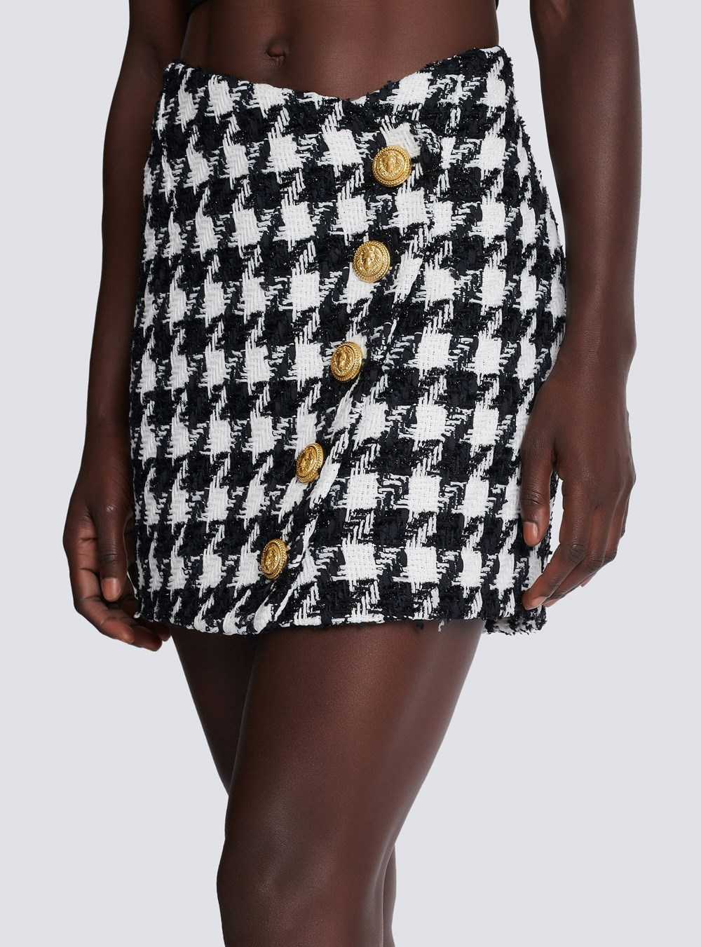 Balmain Short Tweed Skirt Black | HBYNADS-32