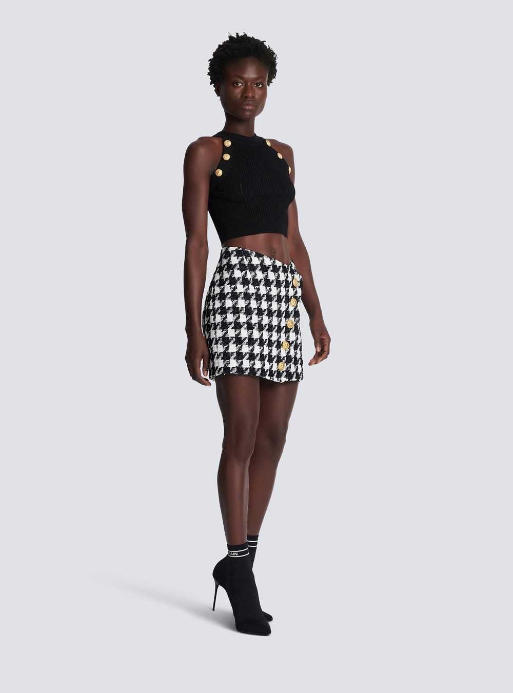 Balmain Short Tweed Skirt Black | HBYNADS-32