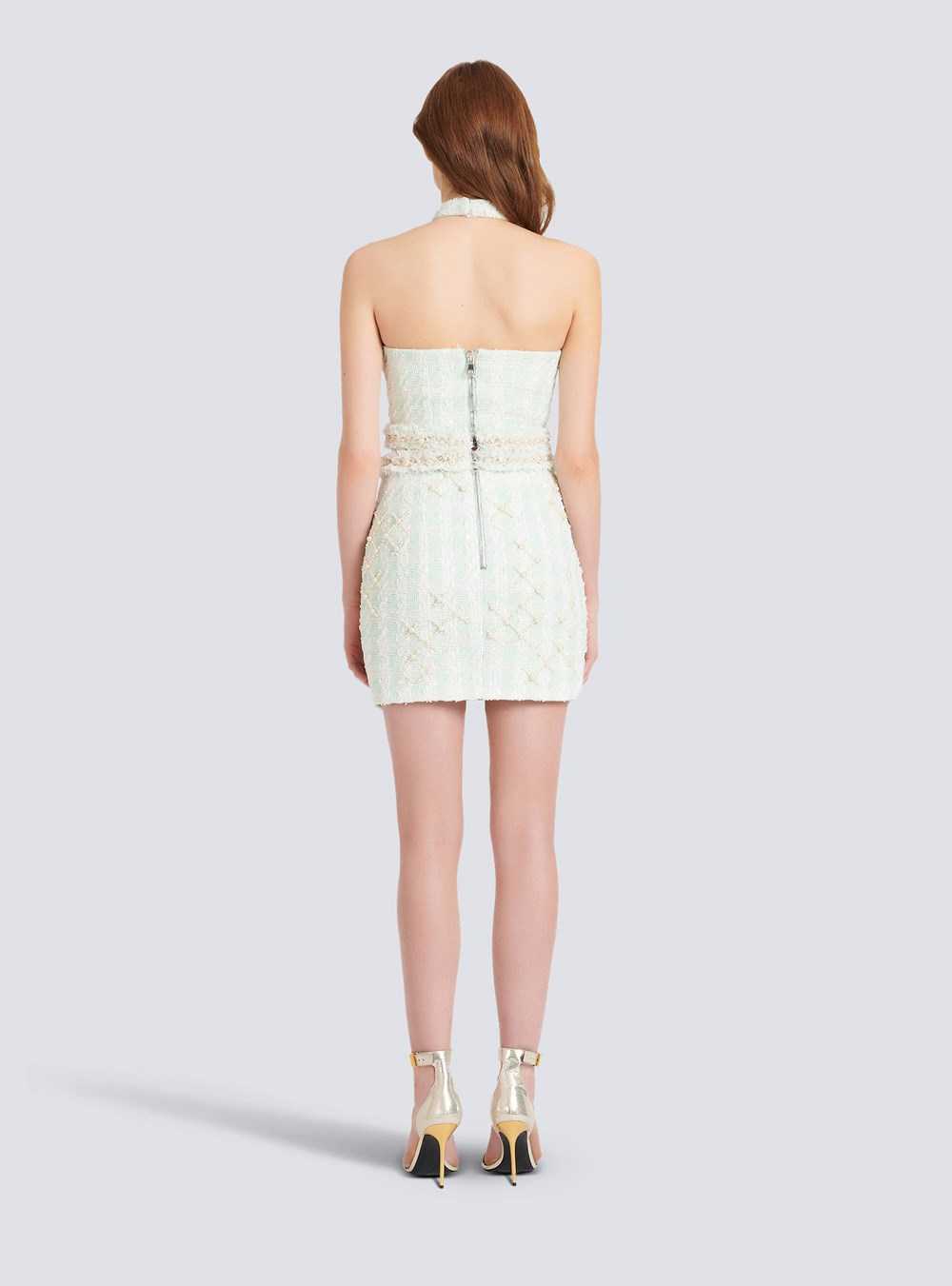 Balmain Short Tweed Skirt With Embroidery Green | QCFZUXP-96