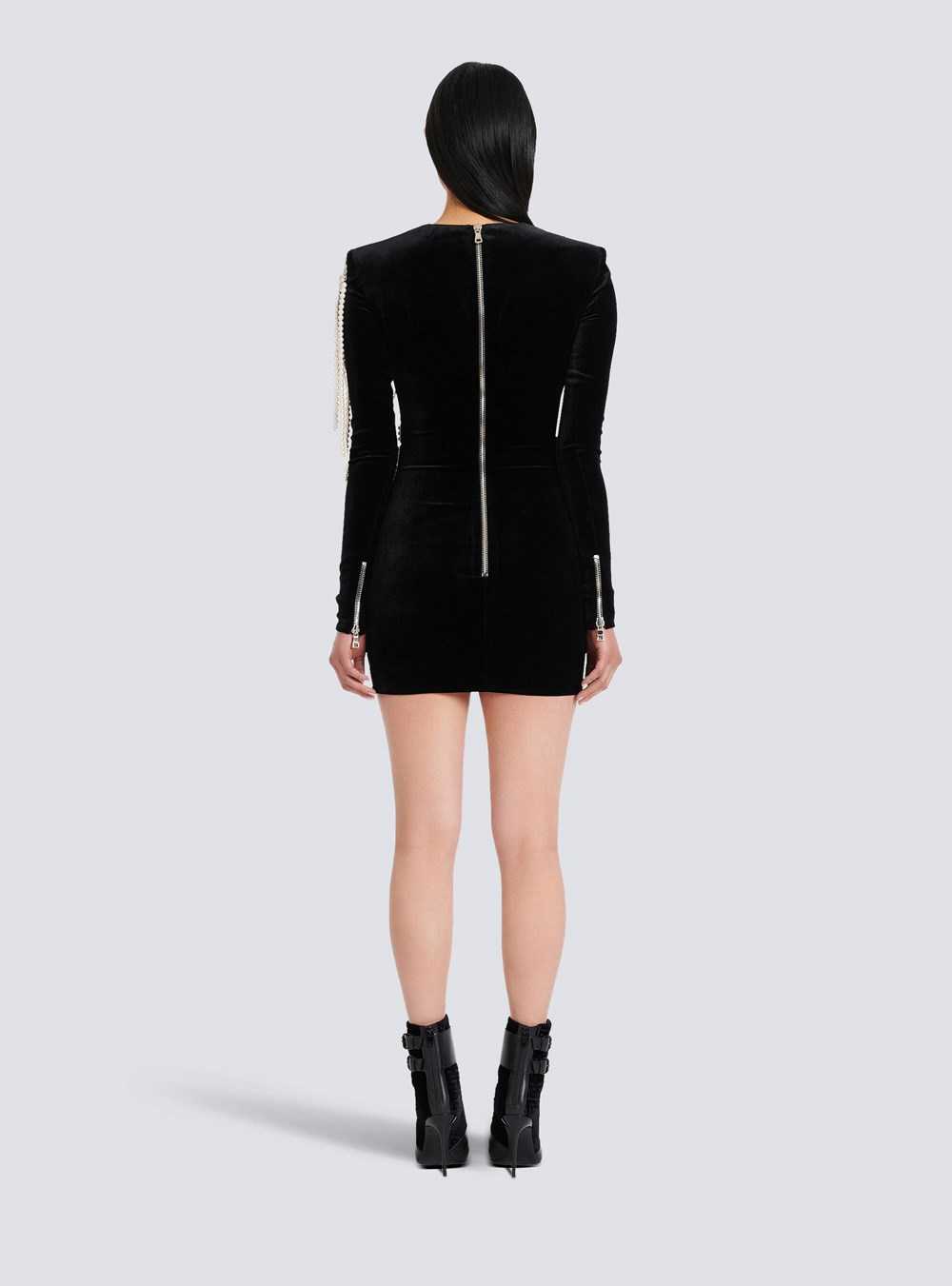 Balmain Short Velvet Dress With Embroidery Black | RUDMYIV-02