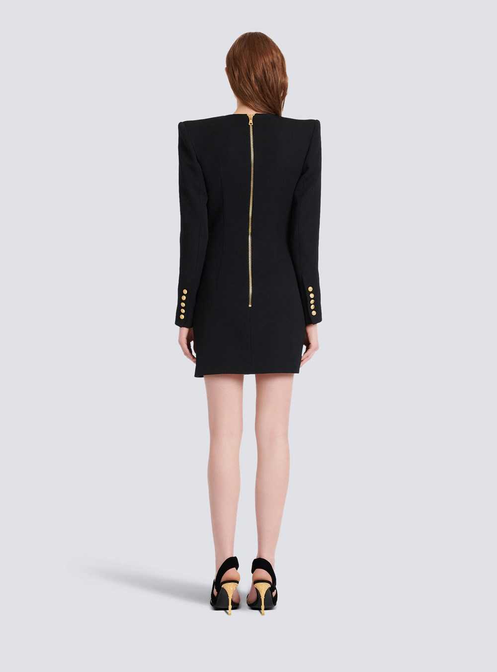 Balmain Short Wool Dress Black | QYEOKCG-91