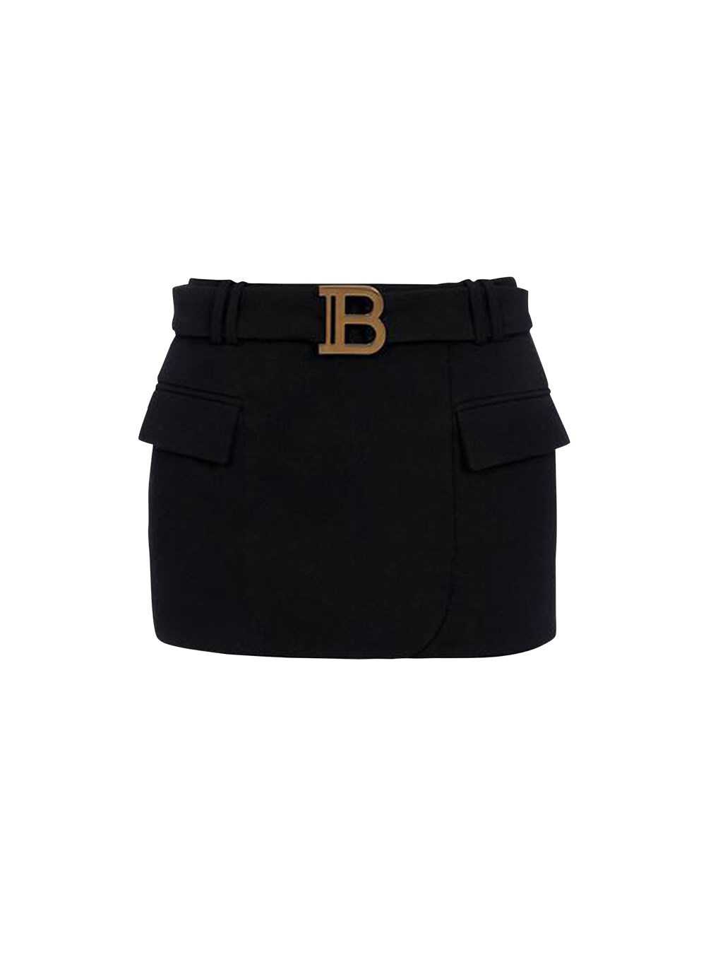 Balmain Short Wool Low-rise Skirt Black | XRCOQUT-03