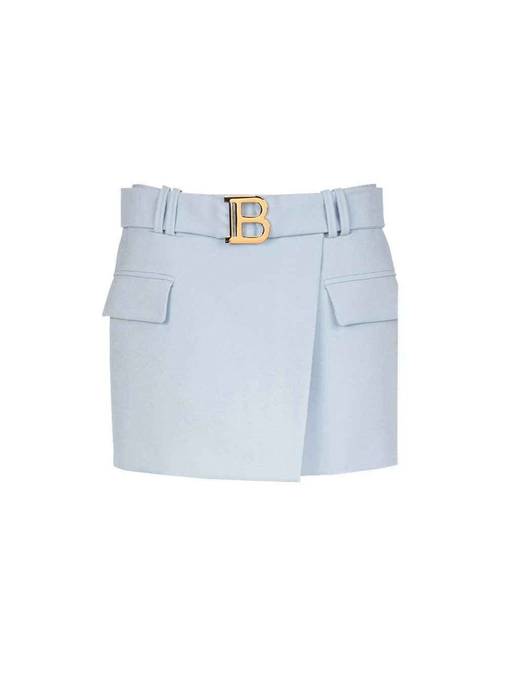 Balmain Short Wool Low-rise Skirt Blue | EULRSFH-94