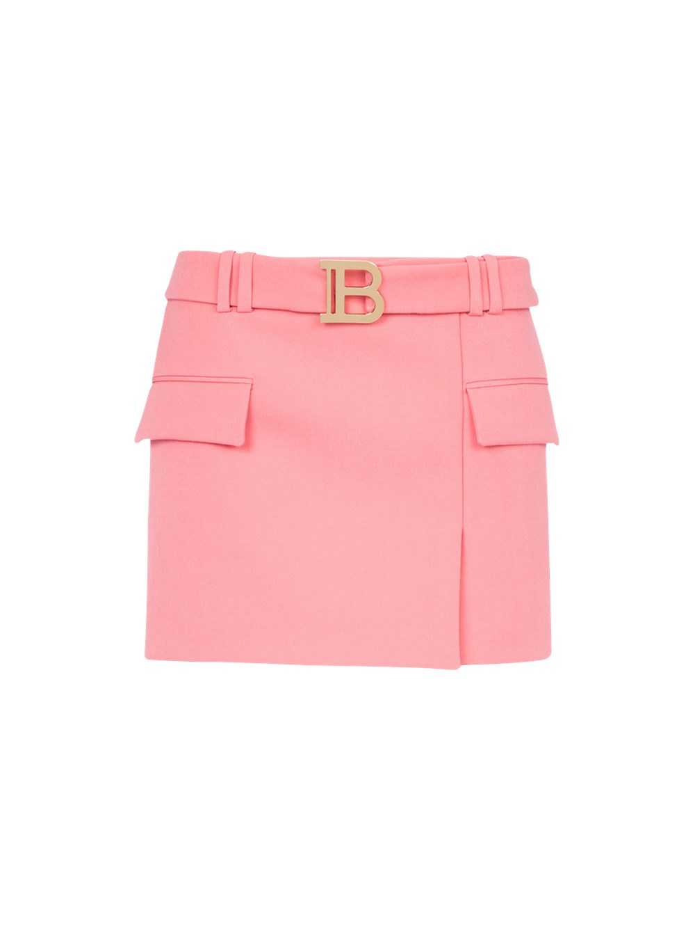 Balmain Short Wool Low-rise Skirt Pink | DNKZSWT-41