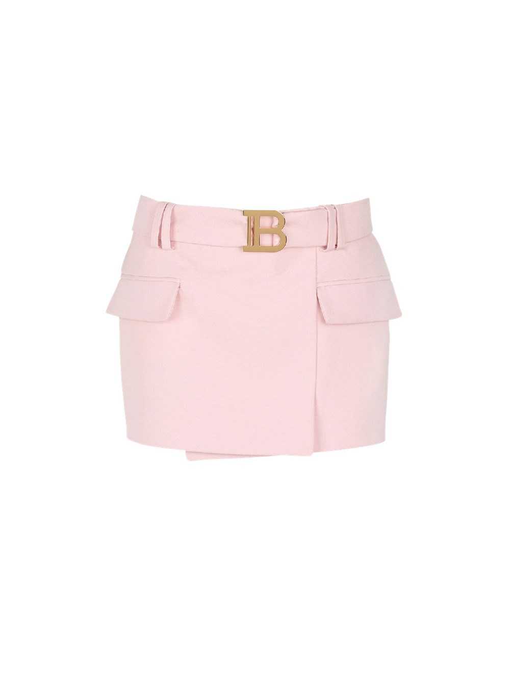 Balmain Short Wool Low-rise Skirt Pink | RILKDTG-56