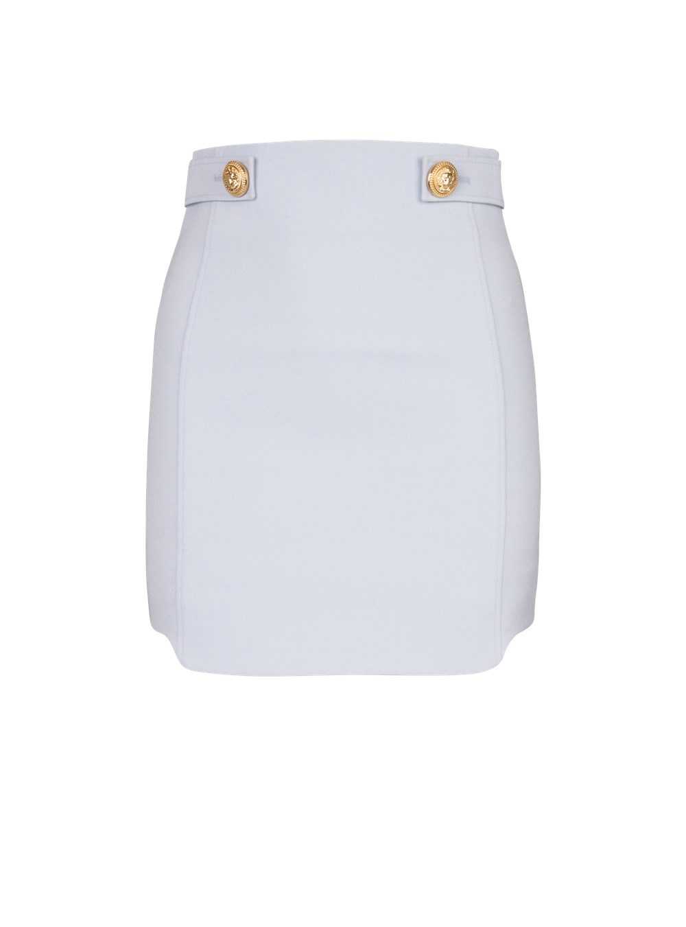 Balmain Short Wool Skirt With Gold Buttons Blue | WMROUJX-93