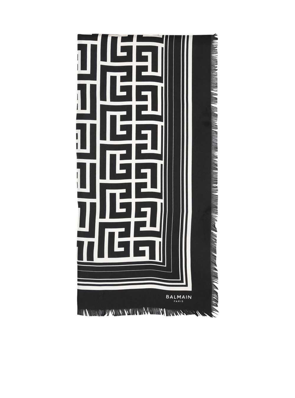 Balmain Silk Scarf With Balmain Monogram Black | YMISDAV-82