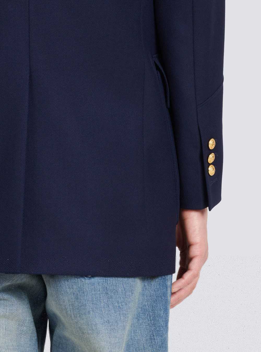 Balmain Six-button Twill Blazer With Monogram Lining Navy | SCWJNFE-65