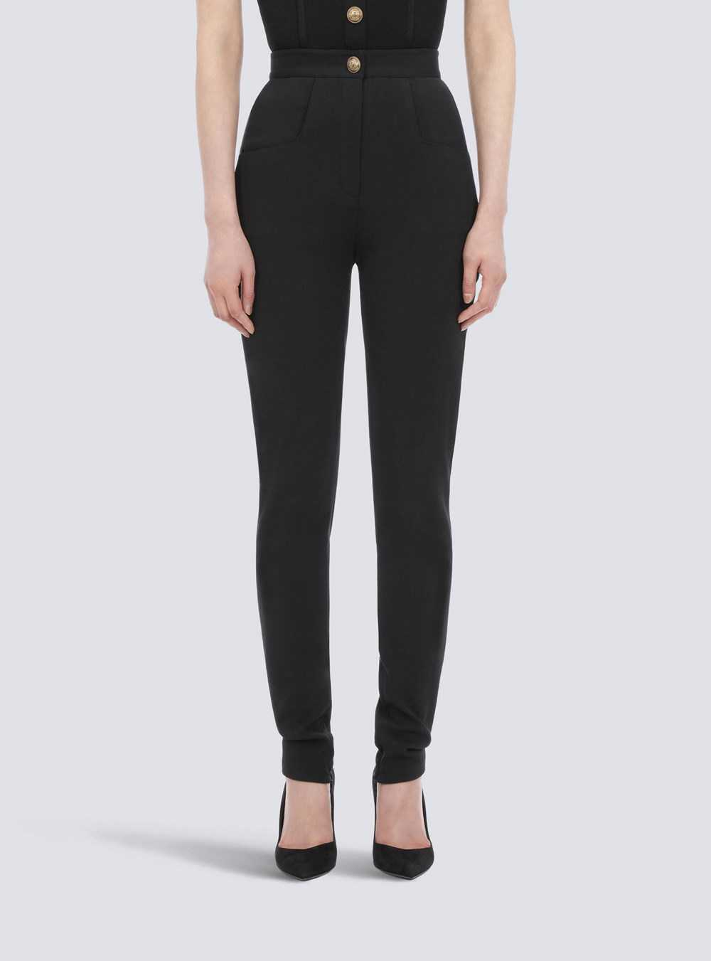 Balmain Skinny Cut Black Grain De Poudre Pants Black | OFPLQBI-41