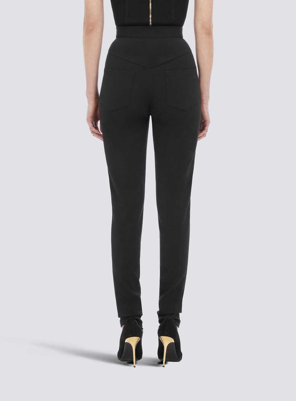 Balmain Skinny Cut Black Grain De Poudre Pants Black | OFPLQBI-41