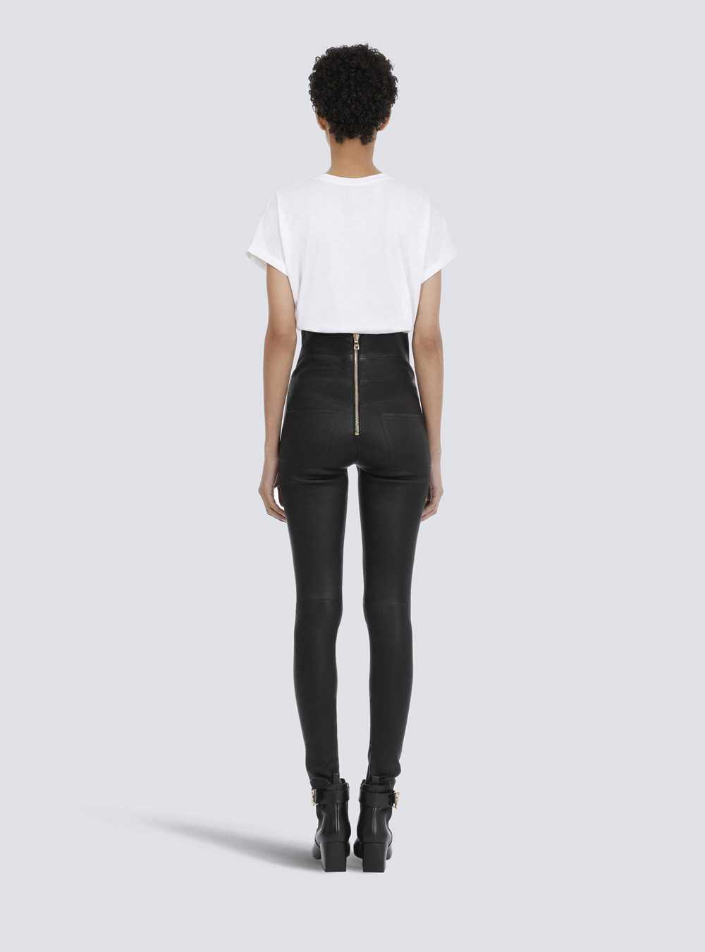 Balmain Skinny Leather High-waisted Pants Black | NLJDQYR-16