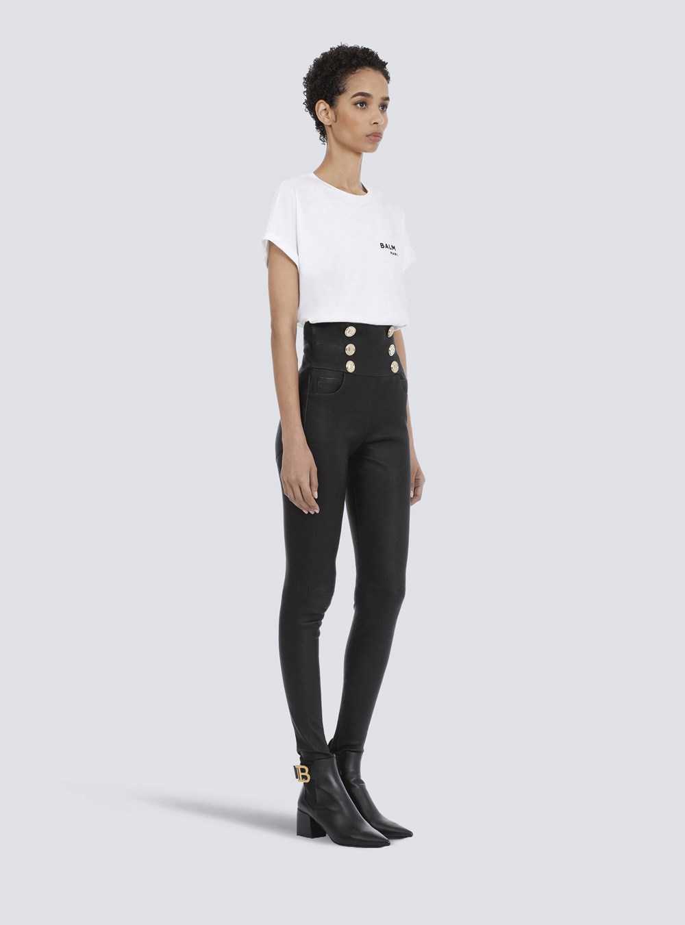 Balmain Skinny Leather High-waisted Pants Black | NLJDQYR-16